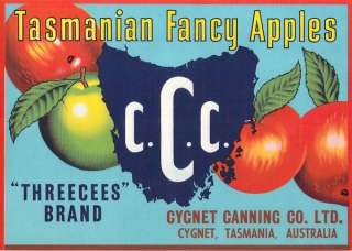 Vintage Apple Crate Label Tasmania Australia  