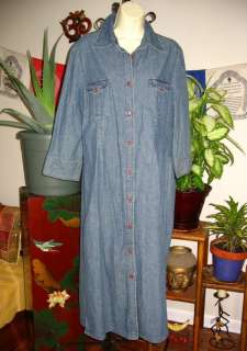 PETERMAN Soft Lightweight Blue Denim Shirtdress Long Dress 14 NWOT 