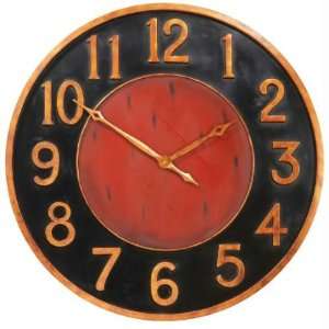  Antique French Style Black Red Wall Clock Iron Gold Mulit 