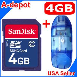 New Sandisk 4GB SDHC SD HC Flash Memory Card + Reader  