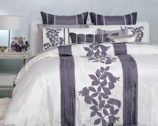 Avery Grape Embroidered Queen Quilt Doona Cover Set NEW  