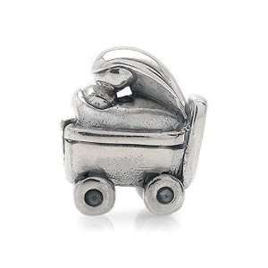   925 Sterling Silver Screw on MOTHER BABY CRADLE European Charm Bead