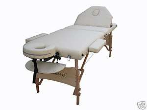 Cream PU Reiki Portable Massage Table w/Carry Case U9CW 814836013550 