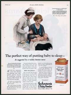 1922 AD Johnsons Baby Powder nurse & newborn  
