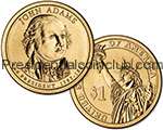2007 Presidential John Adams Dollar coin Philadelphia Denver Position 