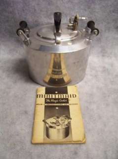 VTG 1949 Minitmaid Aluminum Pressure Cooker/Racks,2 Gaskets,Booklet 