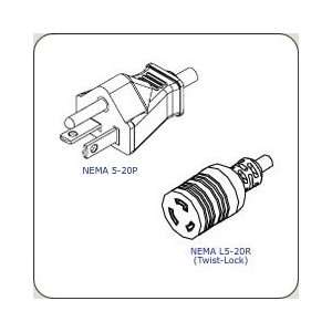  NEMA 5 20P to NEMA L5 20R (Locking) Adapter with 1 ft 