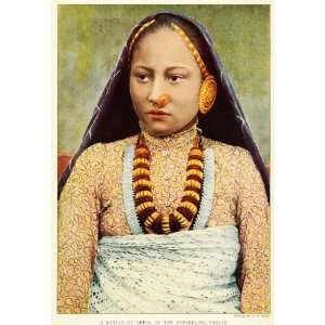 1921 Print Nepal Woman Cultural Dress Jewelry Nose Piercing Singh 