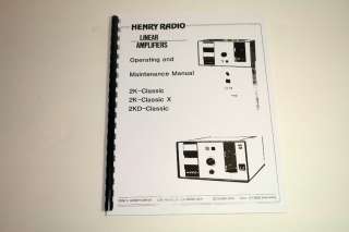   2K 2KD 2KR CLASSIC Linear Amplifier Manual w/Plastic Covers  