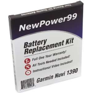  Battery Replacement Kit for Garmin Nuvi 1390 with 