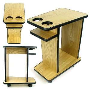 Trademark Oak Wheeled Drink / Food Cart with Cup Holders  