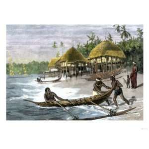  Outrigger Canoes at a Native Village in the Nicobar 