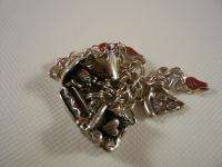 SILVER 925 VINTAGE CROWN HOT DOG PIZZA CHARM BRACELET  