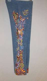 Christian Dior Butterfly Embroidered Pants w Rhinestones US 6  