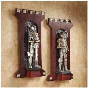  Knights of the Castle Gate Wall Sculptures Set of Two 