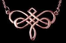 18K Rose Gold Plated Dragonfly Celtic Infinity Knot Charm Necklace 