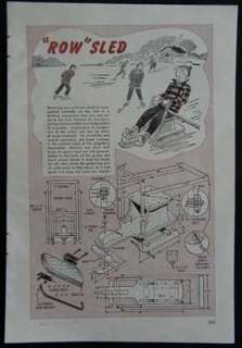 Rowing Ice Sled Boat 1947 How To build PLANS Child size  