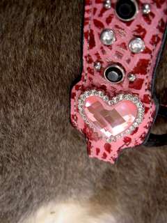 BRIDLE WESTERN LEATHER HEADSTALL PINK GATOR TACK HEART CONCHOS BLING 
