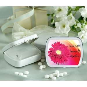 Baby Keepsake Flower Design Personalized Glossy White Hinged Mint Box 