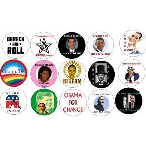   Set of 15 President Barack Obama 2008 Pinback Buttons 