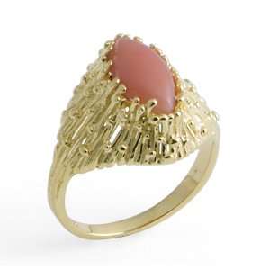  Pink Coral Ring in 14K Yellow Gold Maui Divers of Hawaii 