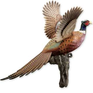 Ring Necked Pheasant Flying Wall Mount Sculpture  