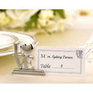  Silver LOVE Place Card Holders with Matching Place Cards 