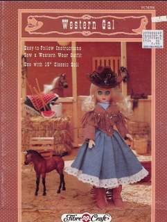   15 Doll Cowgirl Outfit Fibre Craft Sewing Pattern Leaflet HTF  