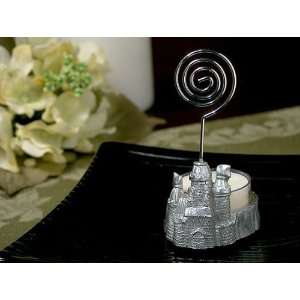  Place Card Holder / Candle Holder w/ T Light Castle Silver 