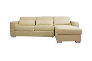 Cream Twill Modern Sleeper Sofa Sectional with Storage  