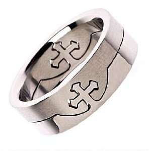  Cross Puzzle Ring 316L Surgical Grade Stainless Steel 8mm 