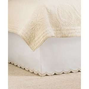   Trousseau Scalloped Embroidered Dot Bedskirt, Queen