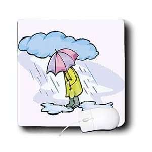   Humor   Cartoon Man n Umbrella In Rain   Mouse Pads Electronics