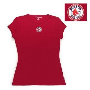  Boston Red Sox MLB Signature Tee Womens Top (Dark Red 