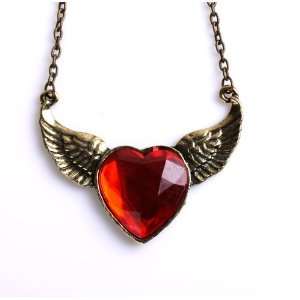  Epic Red Heart Shape Acrylic in Bronze Flying Wings 