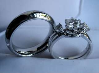 3pcs HIS HERS Tungsten Silver Wedding Band Ring SET New  