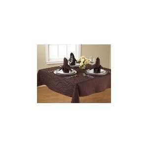   in Round Overlocked Tablecloth, Damask Pattern, Black