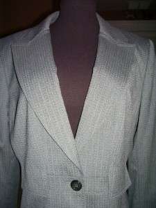   Basic Gray Textured Tailored One Button Blazer Suit Jacket 12  
