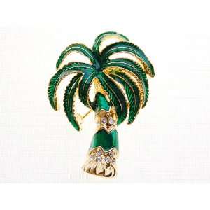   Trunk Palm Tree Beach Summer Crystal Rhinestone Fashionable Pin Brooch
