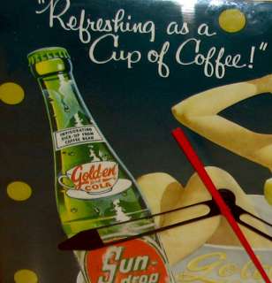 1959 PIN UP GIRL LIGHTED SUN DROP GOLDEN COLA SODA ADVERTISING CLOCK 