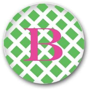 Preppy Plates   Personalized Melamine Plates (Lattice Green with Hot 