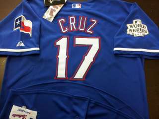   Cruz #17 Texas Rangers 2011 World Series Patch Blue Jersey  