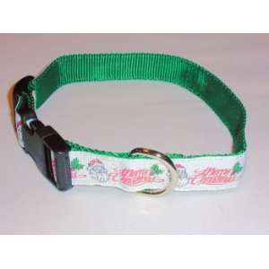   Sandia Pet Products Merry Christmas on Green Pattern Medium Dog Collar