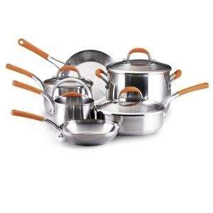  Rachael Ray 10pc Cookware Set   Stainless Steel Kitchen 