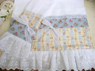 CHIC N SHABBY*GUEST Towel SET~Roses~Lace~Eyelet ruffle  