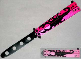 Training Practice Butterfly Knife Pink Scorpion Handle Balisong Knives 