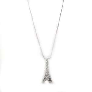  Silver Plated Clear Crystal Eiffel Tower Full Face Charm 