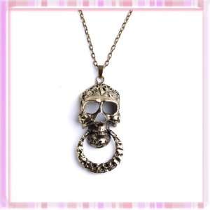   Skeleton Nightmare Skull Pendant Necklace Metal Plate P1258 Beauty