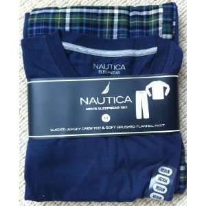 Nautica Mens Sleepwear Set   Sueded Jersey Crew Top & Soft Brushed 
