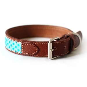  Sequined leather dog collar with stainless steel buckle 